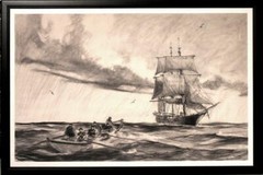 Very Large Original Drawing by Gordon Hope Grant N.A. The Whale Hunt