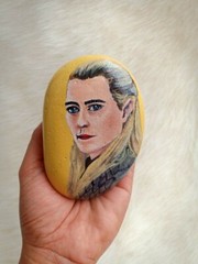 100% Hand Painted Natural Rock Acrylics Painting Legolas Lord of the Rings