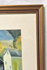 Framed & Matted Wager „Boat House“ MCM Watercolor Signed 20 1/4″ X 17 1 /4″