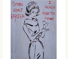 Potty Humor, Vintage Fashion Illustration, Painting, graffiti art