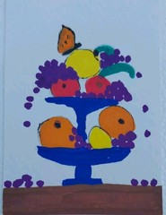 G.A.Titan Impressionism Painting Whimsical Fruit Still Life Expressionism Aceo