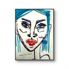 11″x14″ Modern Abstract Figure on Paper Wall Art