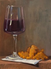 Wine & Dino Nuggs (Canvas print) VERRIER Still life oil painting, Signed print