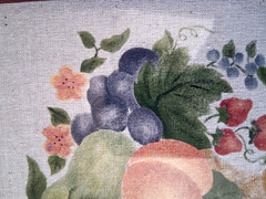 Vintage Framed Folk Art Theorem Painting Fruit Basket signed M Conway 11″ x 12″