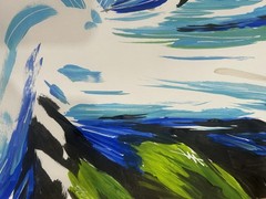 Original Abstract Waterfall Painting 14×11 paper Modern Wall Art Home Decor