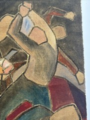 WALTER PRASKI PAINTING ABSTRACT MODERNIST CUBIST LISTED MID CENTURY TAPESTRY