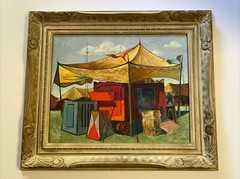 Antique Wpa Painting Circus Traveling Wagon Fair Ashcan American Regionalism Oil
