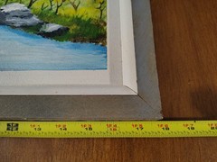 Vintage American Rural Landscape Grist Mill House Painting Rustic Framed