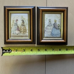 2 Hand Painted Silk C.P Productions Ireland Small Picture & Wood Frame
