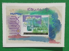 Postal Whimsy™ — 19th Amendment Equality Stamp — OOAK Abstract Watercolor
