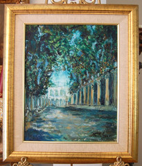 ORIGINAL FRAMED OIL VEDADO TREE LINED STREET OLD HAVANA CUBA ARTIST: HECTO VIDAL