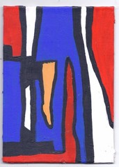 LEG IN SPACE Painting 5×7 Abstract Dada Surrealism Acrylic Canvas