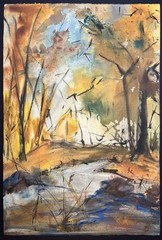 Landscape in Woods-Charlotte Hoffman–Watercolor–Mid 20th Century New York Artist