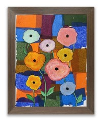 Original Abstract Floral Mixed Media Painting Textured Tissue Paper Collage Lord