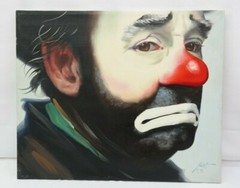 Clown Painting Rusty Rust EMMETT KELLY Oil Canvas 1982 1/250 24″ x 20″ Headshot