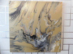 Original Acrylic Pour Painting 20×20 Abstract Gold Modern Canvas Wall Art
