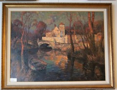 „Mill in Provence“ by Leon Roulette Oil on Canvas 43″ x 56″ Signed Painting