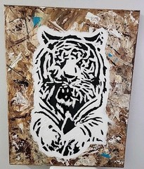 White Tiger Acrylic Original 3D Painting Unframed 11×14 Stretched Canvas
