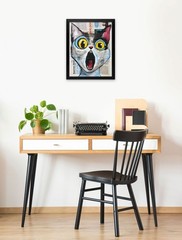 Original Screaming Cat Art Newspaper Painting „Michelle Lord“ Mixed Media 12×16