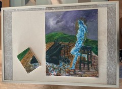 ORIGINAL Oil Painting Collage. “Shattered” 37” x 25” Framed done 2013