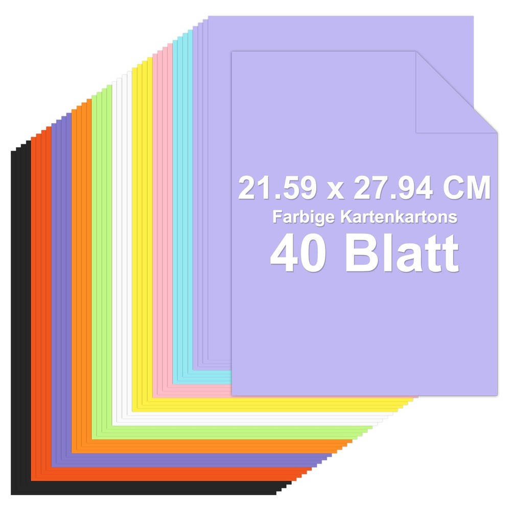 Colored Cardboard Paper 21.59 x 27.94 CM, Craft Cardboard Printer Paper, 40 Sheets B…