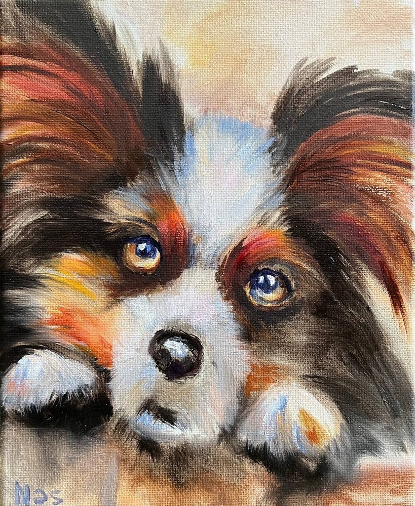 Dog Portrait, Original painting oil 8x10in, Home Gift, Wall Art Decor, Baby Gift