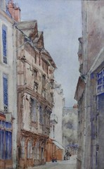 2 Watercolors Sion Old Town Switzerland François DUVAL (1869-1937) Sitten Valais