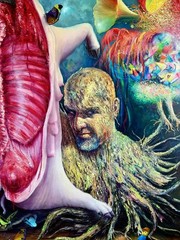 ALAIN DONATE Original Oil CANVAS PAINTING CUBAN ARTIST SURREAL 60″X 48″ C.O.A
