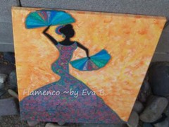 Flamenco Dancer Painting , Dancing Silhouette Art , Woman, Unframed 16×20 Canvas