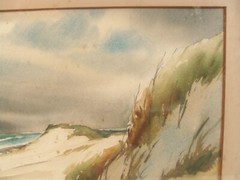 Antique John Hare Cape Cod Dunes Seascape W/C Painting