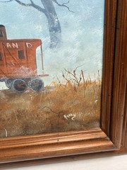 Vintage Rock Island Railroad Caboose Oil Painting – Signed Kathy – 18×15 Framed