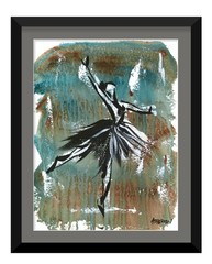 9×12 Original Ballerina 3 Painting Modern Abstract Dance Figure Expressionist