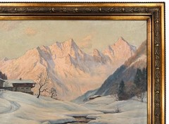Original Erwin Kettemann Snowy Mountain Landscape Oil On Canvas Painting