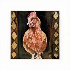 Original Hen Painting, 10×10 inch Artwork, Modern Chicken wall Art