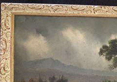 Antique William Merritt Post Original Oil Painting Signed W Post Landscape Board