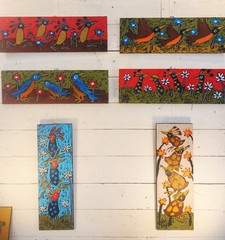 John Sperry Outsider Southern Primitive bird Folk Art Colorful Birds Painting