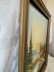 Bill Boswell Signed Oil Painting MCM Woodland Sunset Nature Landscape 25.5×29.5