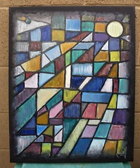 KEEP MARCHING ON abstract 16×20 Black canvas original painting signed Crowell