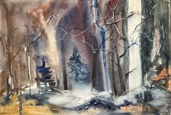 In the Woods–Charlotte Hoffman–Medium Size Watercolor–Mid 20th New York Artist