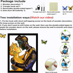 Wooden Romantic Dancing Couple Kissing Wall Art Decor, Vintage Oil Painting Styl