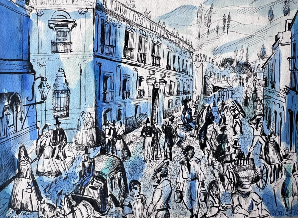 Claire Lise MONNIER (1894-1978) People, City – Drawing Original signed