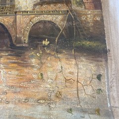 Oil On Canvas St. Peter’s Basilica & Vatican Signed No Frame 18 X 15 Canvas Roll
