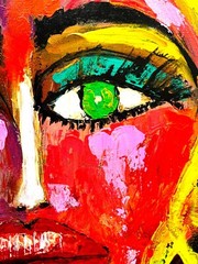 SHIPS FREE BEAUTIFUL PORTRAIT LADY upcycled PAINTING original SWARTZMILLER ART