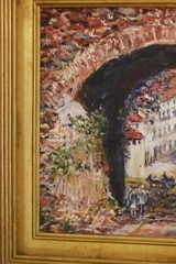 FRAMED ORIGINAL OIL ARCHWAY TO MOZART’S HOME SALZBURG AUSTRIA ARTIST HECTO VIDAL
