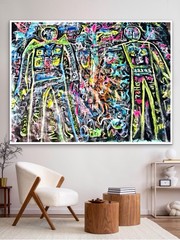 NEW ABSTRACT ART ON CANVAS Original Acrylic Painting BRIGHT SIGNED 72×62