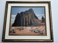 MARTIN SABRANSKY PAINTING DESERT LANDSCAPE ANTIQUE Arizona Black Butte Listed