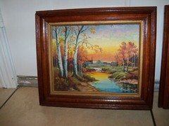 VTG Framed Landscape Art 13 1/4 x 11 1/4″ on Highlite canvo board Signed J. Marr