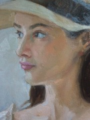Girl with a hat (original oil painting)