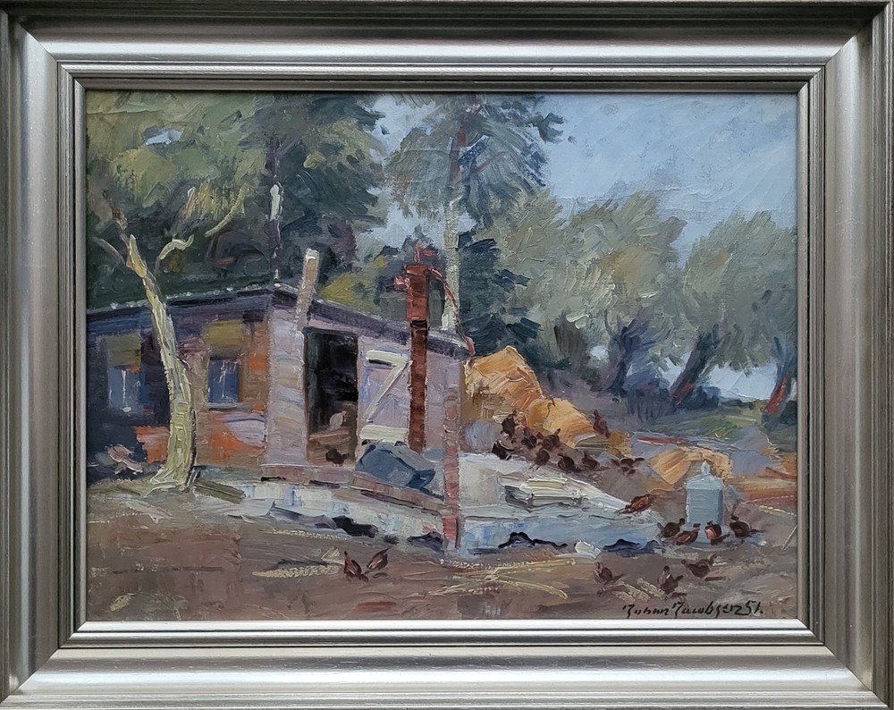 Oil painting. Johan Jacobsen(1883-1953):”The old shed”(1951)