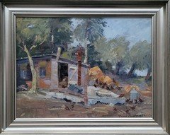 Oil painting. Johan Jacobsen(1883-1953):”The old shed”(1951)
